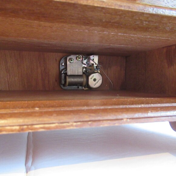 Wood Jewellery / Music Box, Organizer, Vintage circa 1970's, - Picture 11 of 14